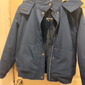 Hollister Navy Hooded Jacket with Cream Lining